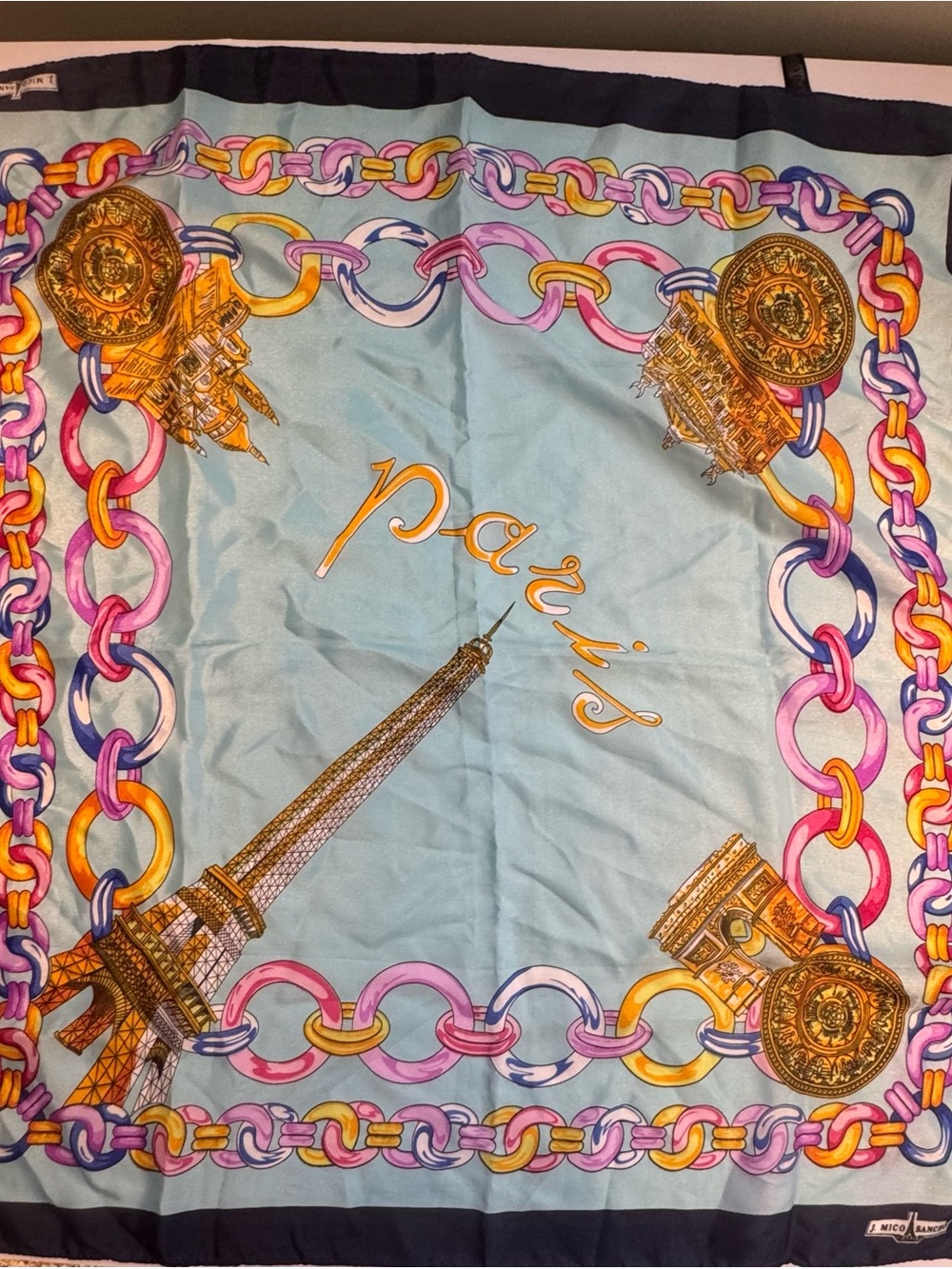 Vintage J. Mico Sancho Paris Square
Scarf Light Blue and Navy